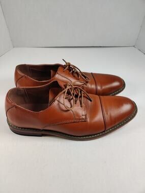 Vostey Milan Men's Oxford Dress Shoes Brown Leather Lace-Up Size 10
